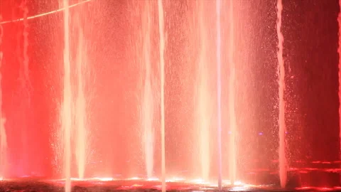 Fountain streams in light show Stock-Footage 136389042