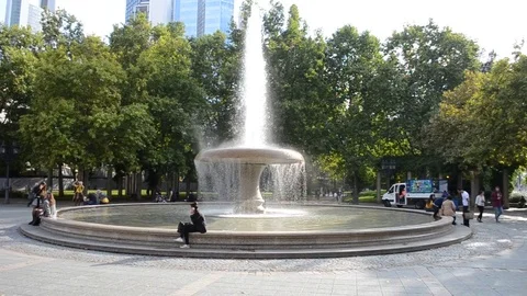 Fountain on the street Stock Footage 81699500