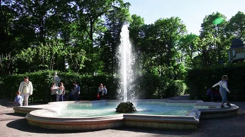 Fountain in the summer garden. Cinemagraph seamless loop movie Stock Footage