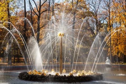 Fountain "Sun" in Peterhof Stock Photos
