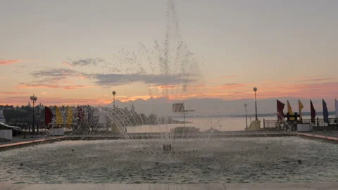 Fountain at sunset. Stock Footage 87870578