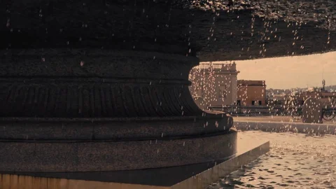 Fountain at sunset in Slow Motion, Rome Stock Footage