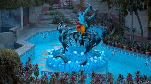 Fountain in the temple complex Iskcon of the International Society for Krishna  Video stock 108069285