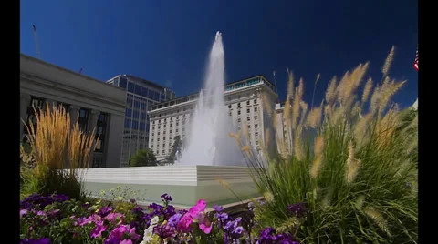 Fountain, Temple Square, S State St, Salt Lake City (Cities) Stock Footage 34275727