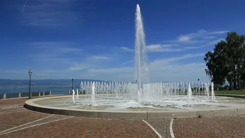 Fountain in Thonon les Bains Stock Footage 137318595