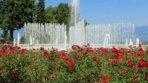 Fountain in Thonon les Bains Stock Footage 137328308