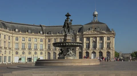 The Fountain of the Three Graces in Bordeaux Stock Footage 55844388