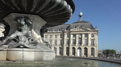 The Fountain of the Three Graces in Bordeaux Stock Footage 55850856