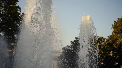 Fountain in town Stock Footage 103482153