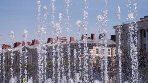 Fountain in the Town Square HD Pro Stock Footage 68337929