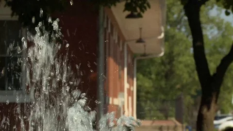 Fountain at Train Depot Stock Footage 92226844