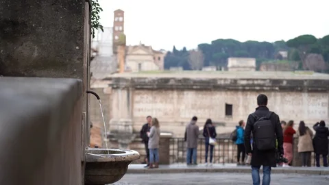 Fountain walking foro view Stock Footage 124878724