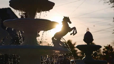 Fountain with White sculpture Stock Footage 71484834