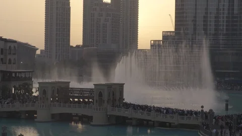Fountain Wider Dusk Stock Footage 89500959