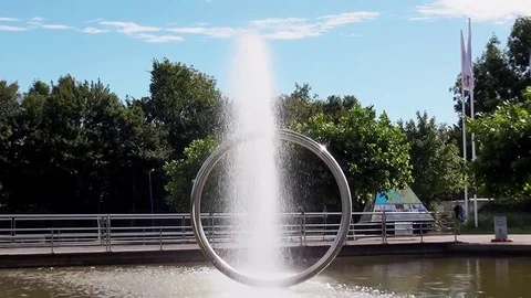 Fountain in the wind Stock Footage 84966926