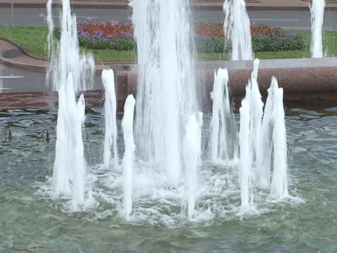 The fountain works in the summer Stock Footage 101318987