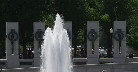 Fountain at the World War II Memorial in Washington DC. Shot in May 2012. Stock Footage 59304006