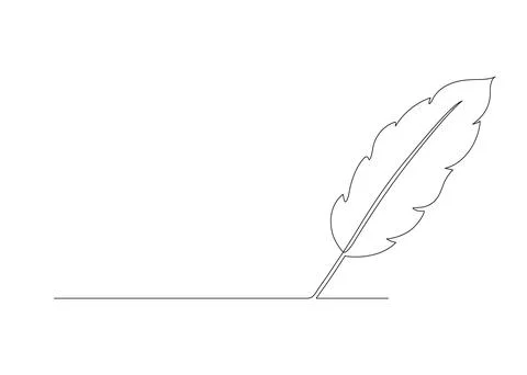 Fountain write, one continuous line drawing. Writing of feather thin stroke Stock Illustration