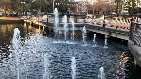 Fountains and bridge Stock Footage 104636862