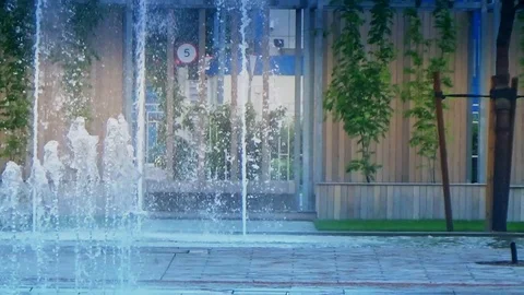 Fountains beat from-under the ground Stock Footage 112894161