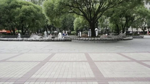 Fountains on boulevard Stock Footage 78610806