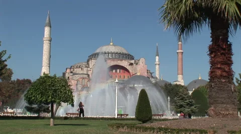 Fountains at Istanbul's Hagia Sofia. Not graded. Stock Footage 46097344