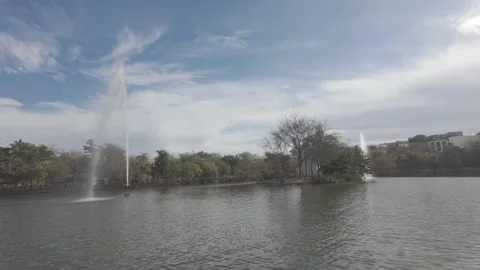 Fountains in the Lake Stock Footage 321445261