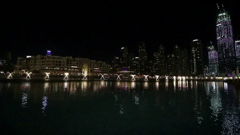 Fountains with light in Dubai Stock Footage 112239794