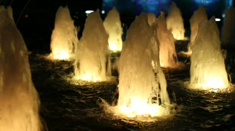 Fountains at Night 库存影片 590668