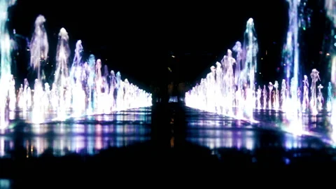 Fountains Night Lights Stock Footage 103131222