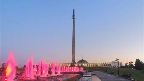 Fountains In the Park in the Evening Timelapse Stock Footage 82052784