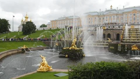 Fountains at Peterhof Stock Photos