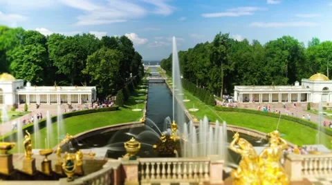 Fountains of Peterhof.Time Lapse Stockbeeldmateriaal 49598474