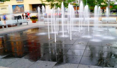 Fountains at Smale Riverfront Park Stockfoto's