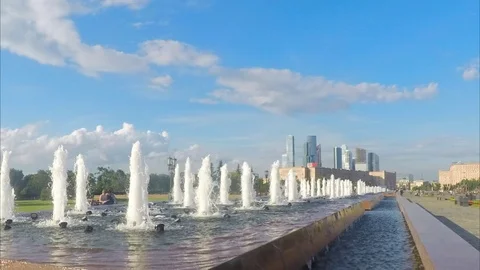 Fountains In square in Summer Timelapse Stock Footage 82052525