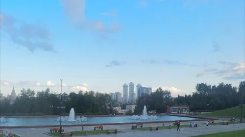 Fountains In Summer In the Park Timelapse Stock Footage 82051918