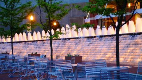 Fountains at Triangle Park Stockfoto's