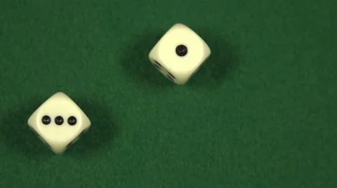Four (1,3) rolled with two dice - slow motion Stock Footage 44106678