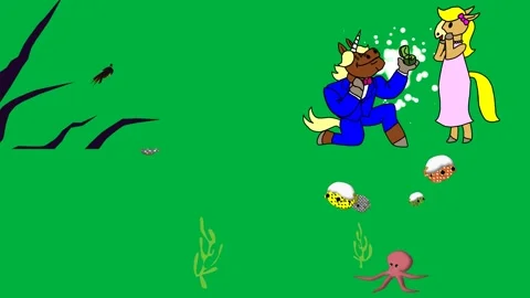 Four 2d characters black feather white eggs brown nest and green leaf. Stock Footage 310121550