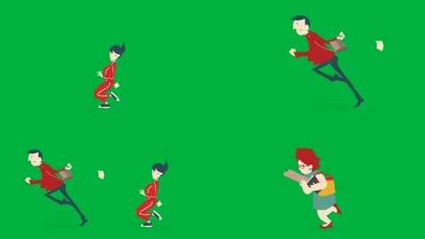 Four 2d characters red runner blue runner yellow runner green runner. Stock Footage 310122987