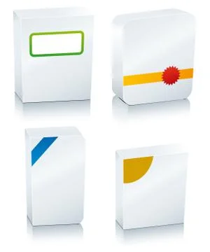 Four 3D blank boxes with copy space. Stock Illustration