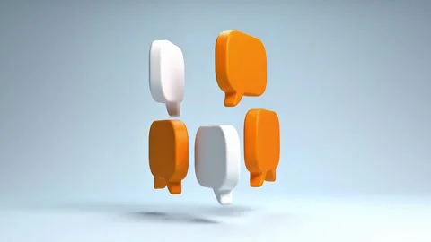 Four 3D orange and white speech bubbles rotating for customer service prese.. Stock Footage 347939632