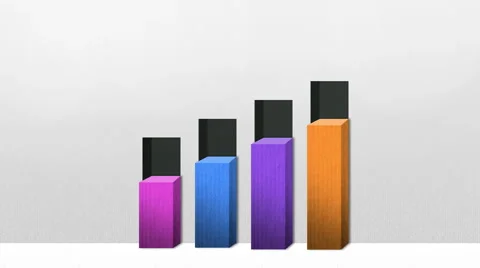 Four 3D square bar Chart, Increase economic graph (included alpha) Video stock 62682133