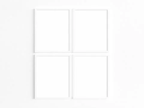 Four 8x10 white frames. 库存照片