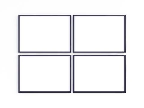 Four A4 thin black frames 库存照片