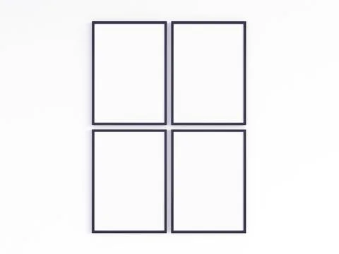 Four A4 thin black frames Stock Photos