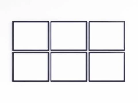 Four A4 thin black frames with horizontal orientation. Stock Photos