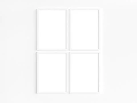 Four A4 white frames Stock-Fotos