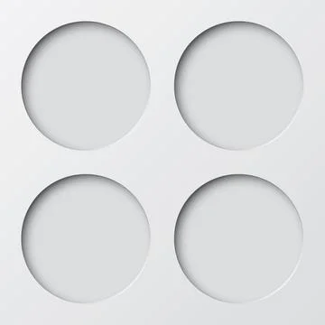 Four of abstract 3 dimension circle frame paper cut on white background. Stock Illustration