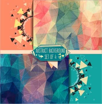 Four abstract background triangle set. Stock Illustration